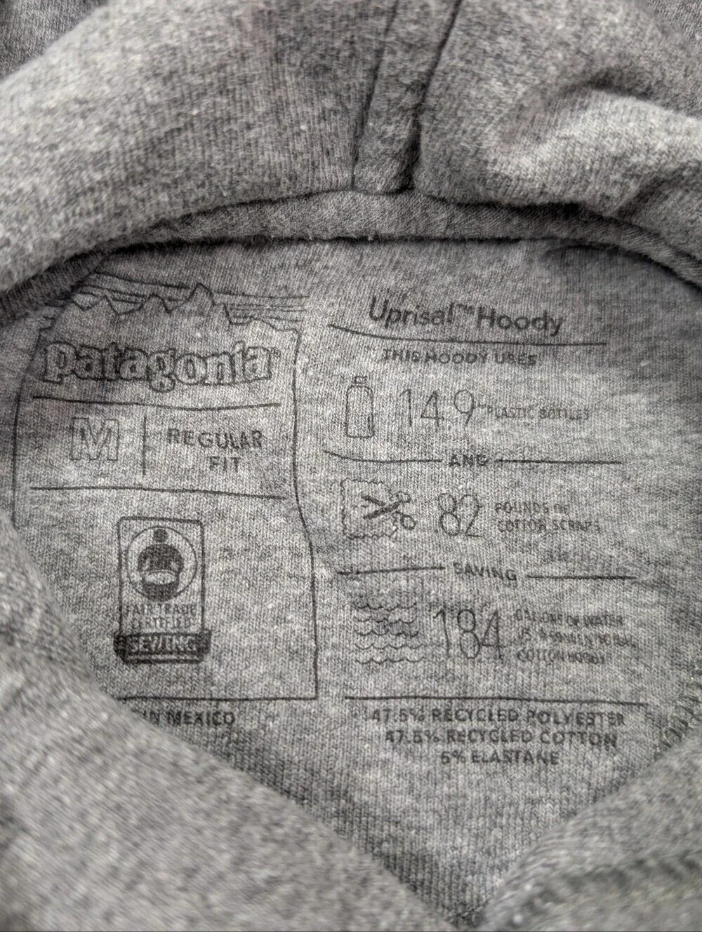 Patagonia Hoodie Sweatshirt Mens M Gray Fitz Roy Bison Uprisal Casual Outdoor